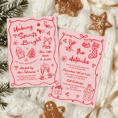 Invitation Making Spirits Bright Hand Drawn Christmas Party