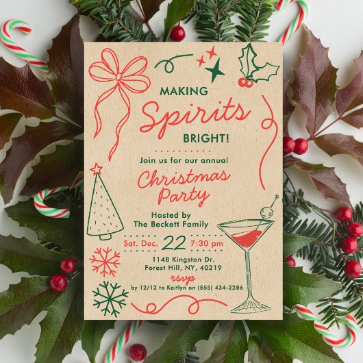 Invitation Making Spirits Bright | Holiday Cocktail Party