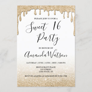 Invitation Mal doré à goutte d'or moderne parties scintillant