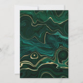 Invitation Malachite Vert Foncé et Strates de Feuille d'Or Sw (Dos)