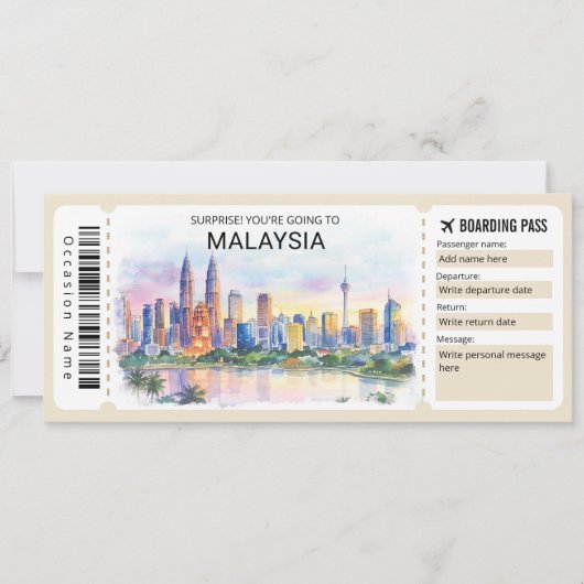 Invitation Malaysia Trip Boarding Pass Ticket (Devant)