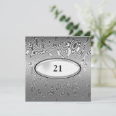Invitation Mâle Abstrait d'argent noir 21e anniversaire (Debout devant)