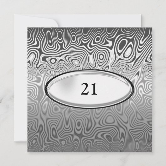 Invitation Mâle Abstrait d'argent noir 21e anniversaire (Devant)