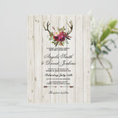 Invitation Mâle floral de mariage d'andouillers rustiques (Debout devant)