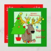 Invitation malfaisante de Noël de renne (Devant / Derrière)