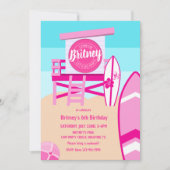 Invitation Malibu Beach Doll Retro Anniversaire Pool Party (Devant)