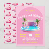 Invitation Malibu Beach Doll Retro Anniversaire Pool Party (Devant / Derrière)