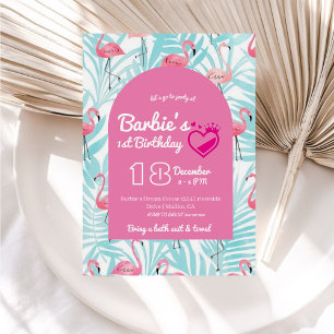 Invitation Malibu Beach Doll Rose et bleu Anniversaire