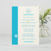 Invitation Malibu Blue + Ivory Hip Beach Wedding (Debout devant)