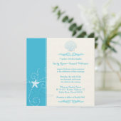 Invitation Malibu Blue Sea Shell Beach Wedding (Debout devant)