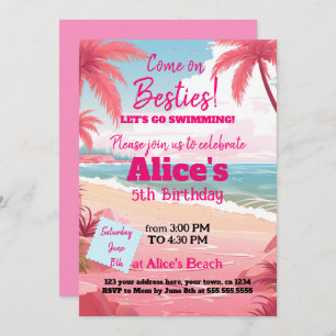 Invitation Malibu Doll Beach Pool Anniversaire