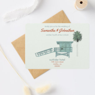Invitation Malibu, mariage de Californie