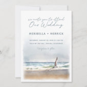 Invitation Malibu | Sea Tern Beach Mariage d'aquarelle côtièr (Devant)