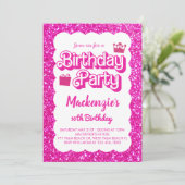 Invitation Malibu Thème Poupée rose Anniversaire (Debout devant)