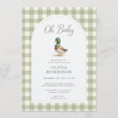 Invitation Mallard Duck All in One Gingham Baby Shower (Devant)