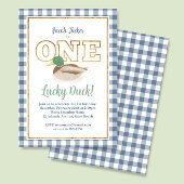 Invitation Mallard Duck Blue Plaid Hunter Boy 1er anniversair