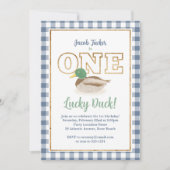 Invitation Mallard Duck Blue Plaid Hunter Boy 1er anniversair (Devant)