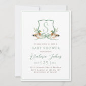 Invitation Mallard Duck Crest Monogram Baby shower  (Devant)