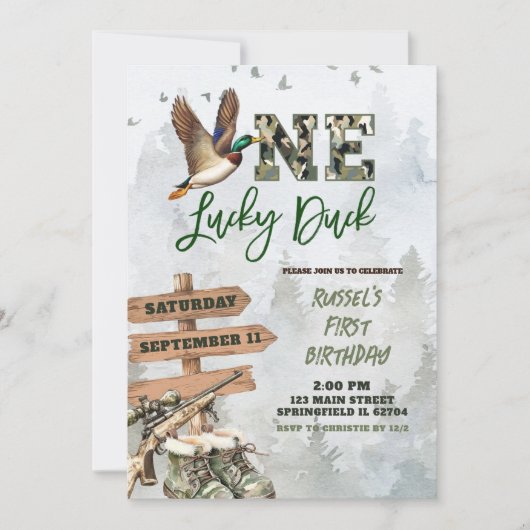 Invitation Mallard Duck First Birthday (Devant)