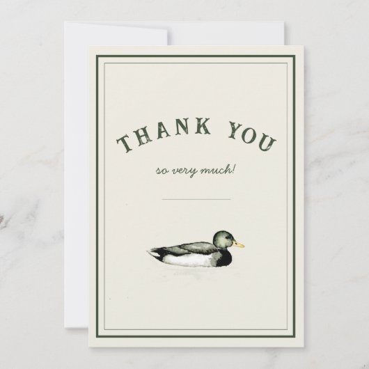 Invitation Mallard Duck Thank You Card  (Devant)