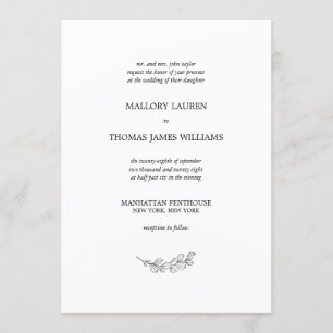 Invitation Mallory Elegant simple Mariage de feuille botaniqu