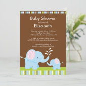 Invitation Mama & Baby Elephant Baby shower garçon ou fille (Debout devant)