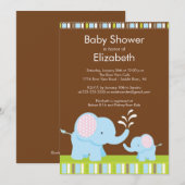 Invitation Mama & Baby Elephant Baby shower garçon ou fille (Devant / Derrière)