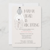 Invitation Mama Bear Adoption Baby shower rose fille (Devant)