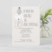 Invitation Mama Bear Adoption Taupe Baby shower neutre (Debout devant)