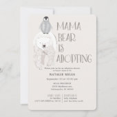 Invitation Mama Bear Adoption Taupe Baby shower neutre (Devant)