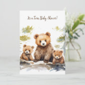 Invitation Mama Bear et Cubs Baby shower jumeau (Debout devant)