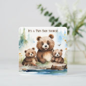 Invitation Mama Bear et Cubs Baby shower jumeau (Debout devant)