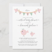 Invitation Mama Bird Chick Rose Virtual Baby Girl Douche (Devant)