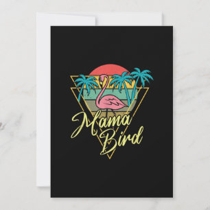 Invitation Mama Bird Flamant rose Sunset Palm Tree Beach anné