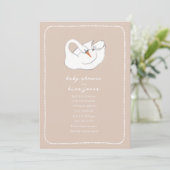 Invitation Mama de cygne et Baby shower rose fille (Debout devant)