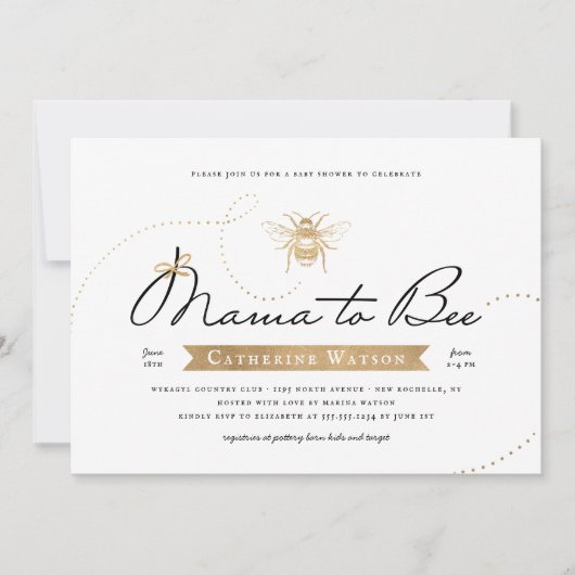Invitation Mama d'or à Baby shower (Devant)