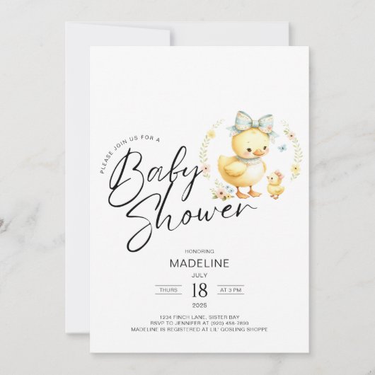 Invitation Mama Duck and Duckkkling Baby shower (Devant)