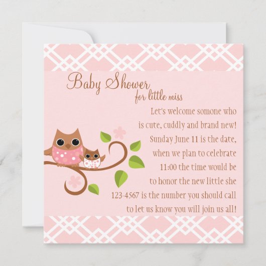 Invitation Mama et Baby Owl (Devant)
