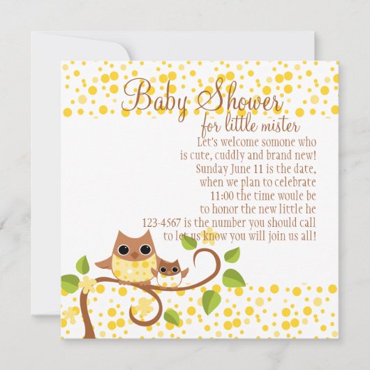Invitation Mama et Baby Owl (Devant)