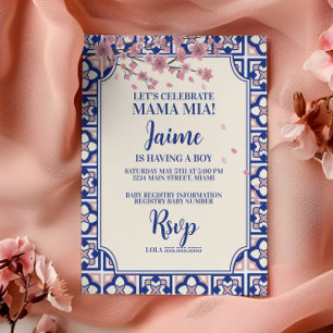 Invitation Mama Mia Baby Shower Cerisiers en Fleurs