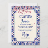 Invitation Mama Mia Baby Shower Cherry Blossoms (Devant)