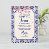 Invitation Mama Mia Baby Shower Cherry Blossoms (Debout devant)