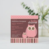 Invitation Mama Owl & Baby Owl PInk Baby shower (Debout devant)