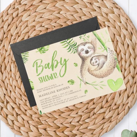 Invitation Mama Sloth et Baby Sloth Baby shower