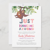 Invitation Mama SLOTH Juste Accroché Autour De Bébé Rose Fill (Devant)