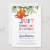 Invitation Mama SLOTH Juste Accroché Autour Du Bébé Bleu Garç (Devant)