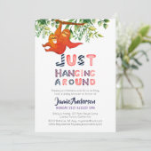 Invitation Mama SLOTH Juste Accroché Autour Du Bébé Bleu Garç (Debout devant)