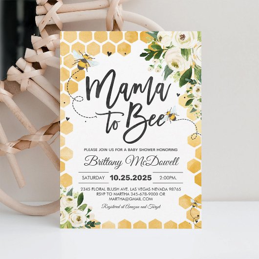 Invitation Mama to Bee Baby shower