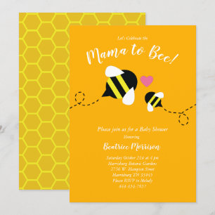 Invitation Mama to Bee Baby shower Genre Neutre