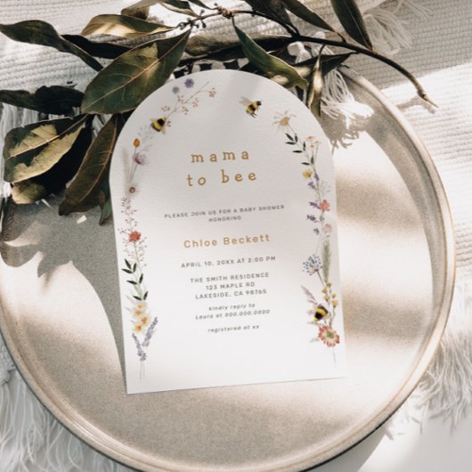 Invitation Mama to Bee Fleur sauvage Arch Baby shower Invitat